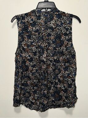 BP Floral Sleeveless Blouse Back V-Neck Tie Women’s Medium Boho Top